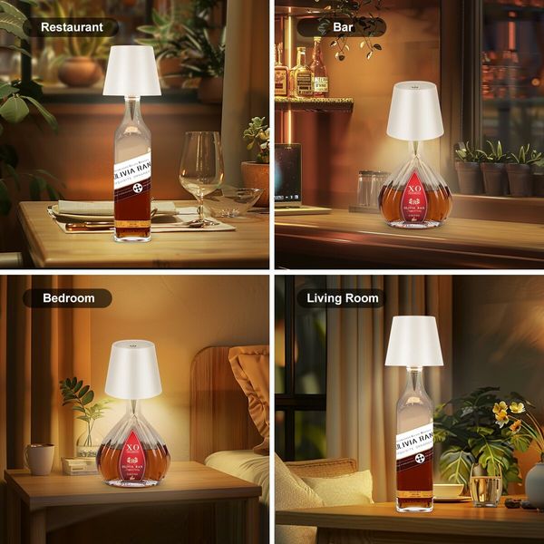 Wireless Bottle Lamp,New 3 Color Rechargeable Wine Bottle Lights for Bars Restaurants (Blue,1PC)