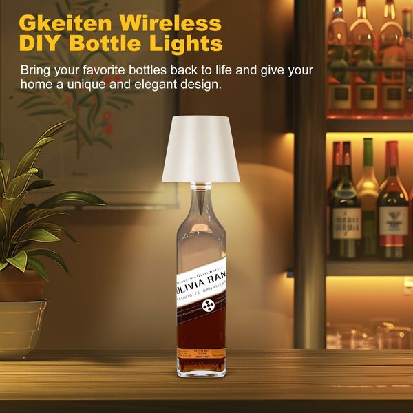 Wireless Bottle Lamp,New 3 Color Rechargeable Wine Bottle Lights for Bars Restaurants (Yellow,1PC)