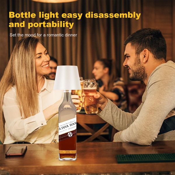 Wireless Bottle Lamp,New 3 Color Rechargeable Wine Bottle Lights for Bars Restaurants (Pink,1PC)