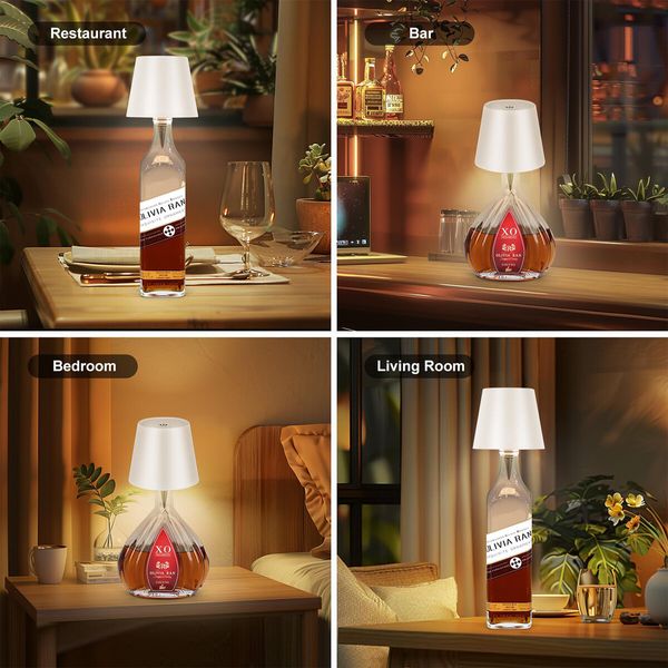 Wireless Bottle Lamp,New 3 Color Rechargeable Wine Bottle Lights for Bars Restaurants (Pink,1PC)