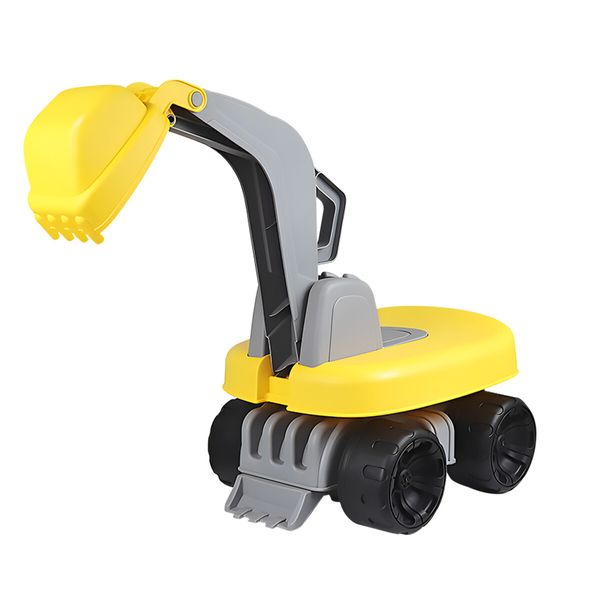 Kids Ride On Digger Bulldozer Excavator Pretend Play Toddler Car Construction Truck Riding Toy Outdoor Beach 63x30x49cm