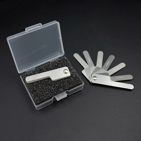 Stainless Steel Feeler Gauge, Universal Standard SAE and Metric Offset Valve Thickness Gauge, 7 Pecise Blades Tool for Measuring Gap Width/Thickness