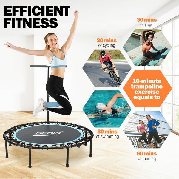 Genki Mini Trampoline Foldable Rebounder Jumping Rebounding Exercise Bungee Workout Fitness Equipment Home Gym 48 Inch