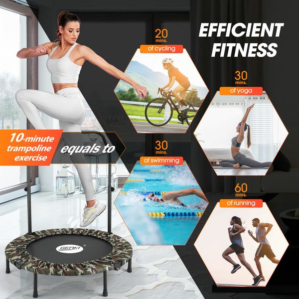 Genki 40Inch Trampoline Bounce Rebounder Jumping Gym Equipment Home Fitness Kids Exericise Round Indoor Cardio Workout Foldable