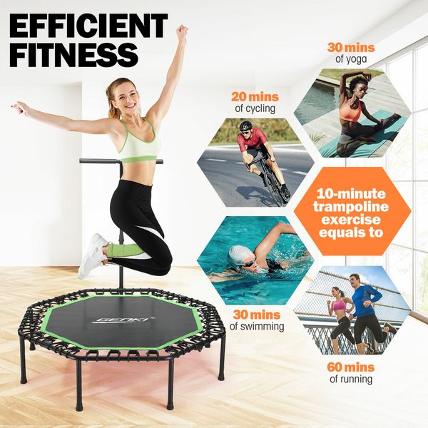 Genki Foldable Trampoline Bounce Rebounder Bungee Exercise Jumping Jogger Home Fitness Gym Equipment Workout 51 Inch