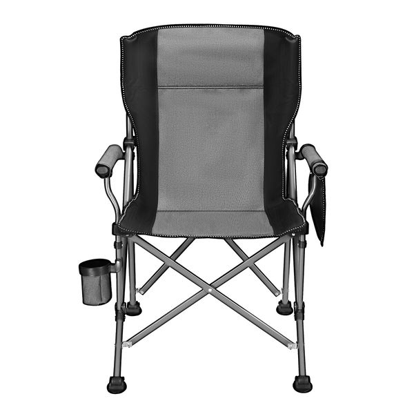 Folding Camping Chair Picnic Hiking Outdoor Beach Fishing Seat Lawn Patio Seating Furniture Portable Lightweight with Armrests Cup Holder Grey