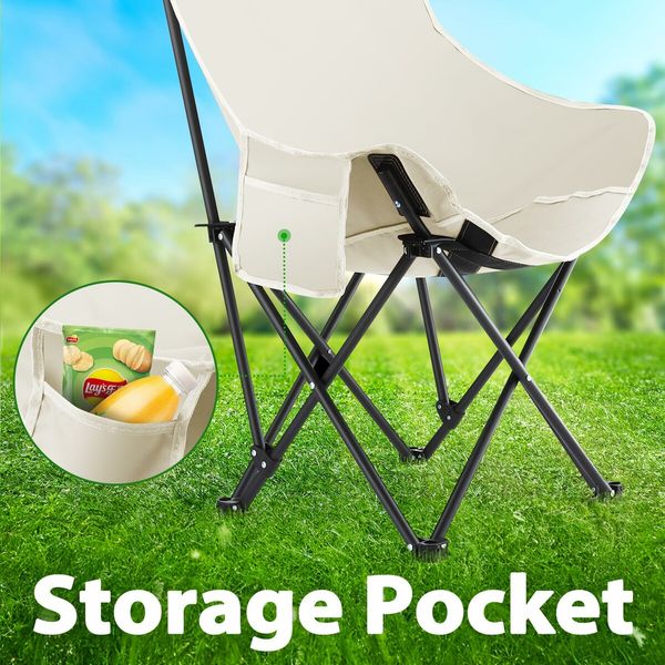 Folding Camping Chair Lightweight Portable Beach Hiking Fishing Picnic Outdoor Furniture Garden Lawn Patio Backyard Seat with Pocket