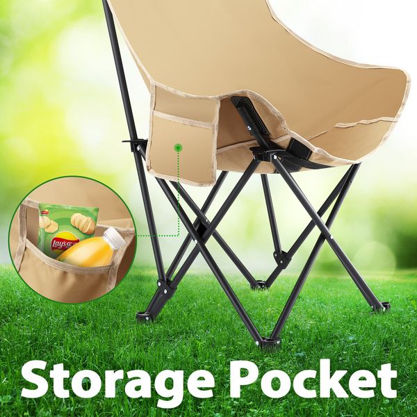 Folding Camping Chair Lightweight Beach Portable Picnic Hiking Fishing Outdoor Furniture Patio Lawn Backyard Garden Seat with Pocket