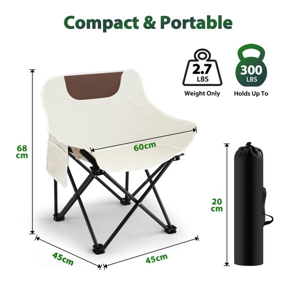 Folding Camping Chair Lightweight Portable Outdoor Furniture Beach Hiking Picnic Fishing Seating Patio Backyard Lawn Garden with Bag