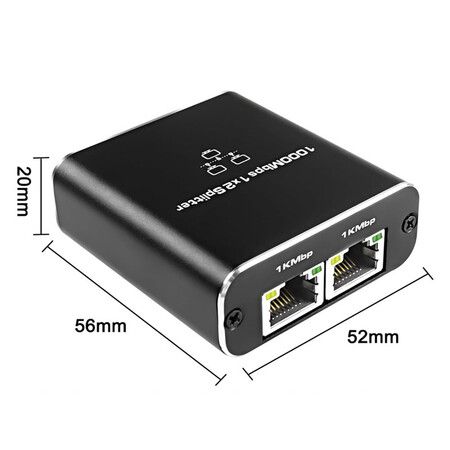 Ethernet Splitter 1 to 2 High Speed 1000Mbps, Gigabit Ethernet Splitter, LAN Splitter with USB Power Cable