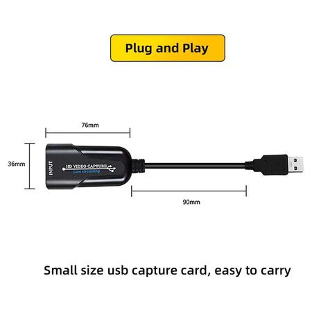 HDMI Audio Video Capture Device -Stream and Record in 1080p 30, HDMI to USB2. 0 USB Video Recorder Game Capture Card for Laptop High Definition Acquisition, Live Broadcasting