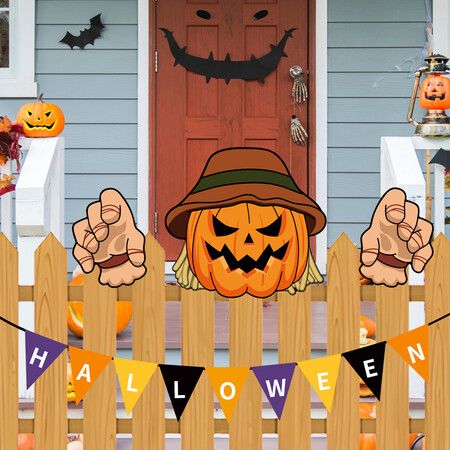 Halloween Fence Peeker Decoration Scary Peeper, Halloween Garden Yard Decor for Home Pathway