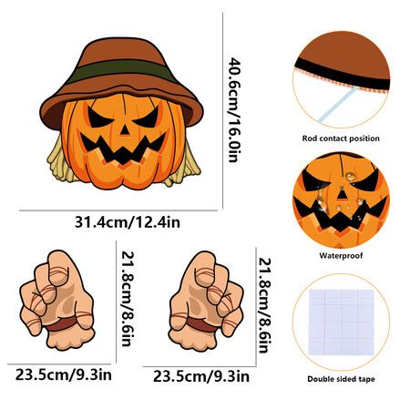 Halloween Fence Peeker Decoration Scary Peeper, Halloween Garden Yard Decor for Home Pathway