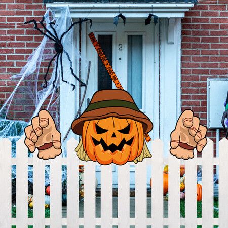 Halloween Fence Peeker Decoration Scary Peeper, Halloween Garden Yard Decor for Home Pathway