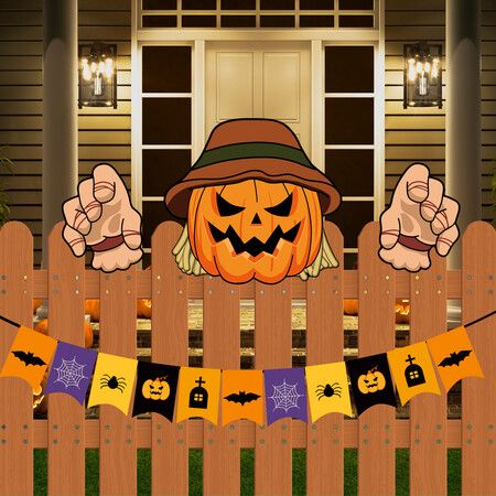 Halloween Fence Peeker Decoration Scary Peeper, Halloween Garden Yard Decor for Home Pathway