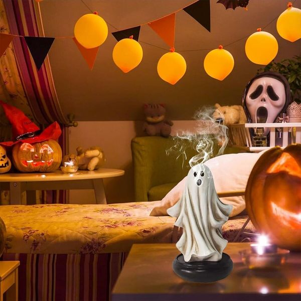 Halloween Cute Ghost Incense Holder, Ghost Decor Incense Waterfall, Home Chimney Decorations for Bedroom Livingroom