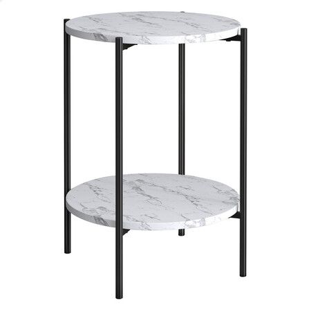 ALFORDSON Side Table Sofa End Bedside Nightstand Round Marble Shelf Black