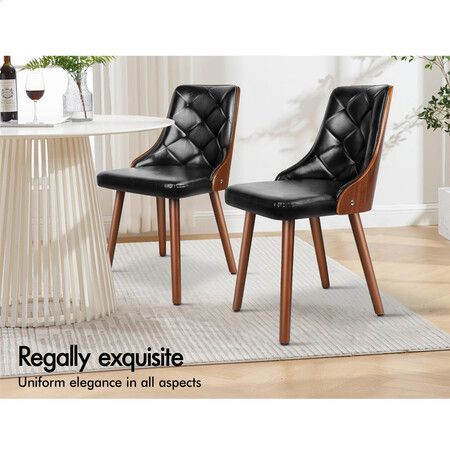 ALFORDSON 2x Dining Chairs Padded Tufted Glossy PU Leather Black