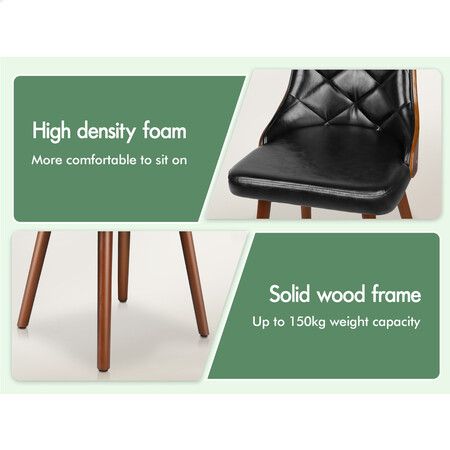 ALFORDSON 2x Dining Chairs Padded Tufted Glossy PU Leather Black