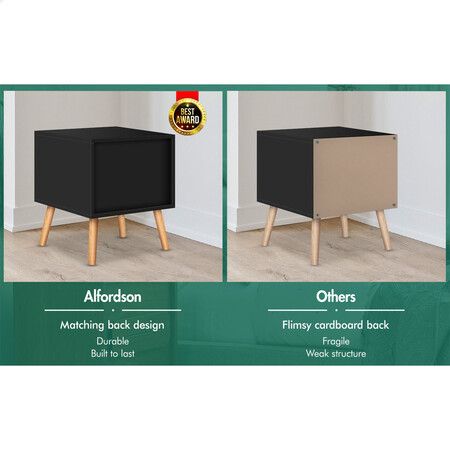 ALFORDSON Bedside Table Nightstand Side Cabinet Rattan Black