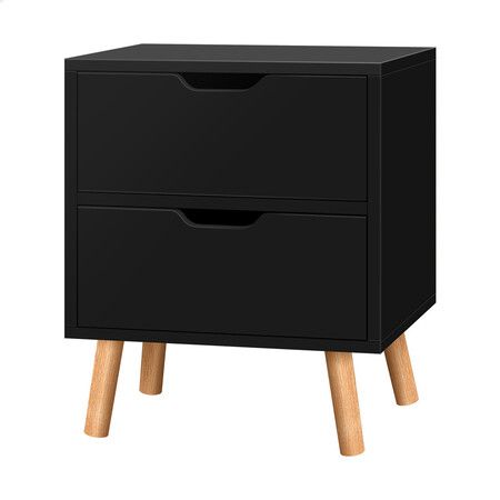 ALFORDSON Bedside Table Nightstand Side Table 2 Drawers Black