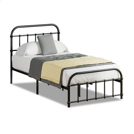 ALFORDSON Metal Bed Frame King Single Size Mattress Base Industrial Platform Black