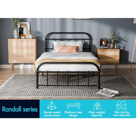 ALFORDSON Metal Bed Frame King Single Size Mattress Base Industrial Platform Black