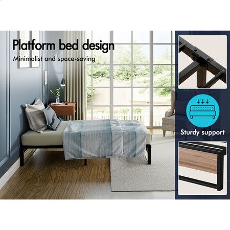 ALFORDSON Metal Bed Frame Sing Size Mattress Base Platform Foundation Wood