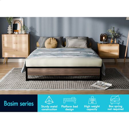 ALFORDSON Metal Bed Frame Queen Size Mattress Base Platform Foundation Wood