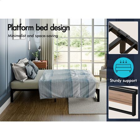 ALFORDSON Metal Bed Frame Queen Size Mattress Base Platform Foundation Wood