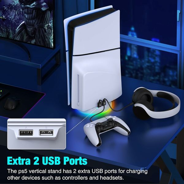 Vertical Stand for PS5 Slim Console Disc and Digital, PS5 Accessories, Not Fit 2020 PS5 Disc and Digital