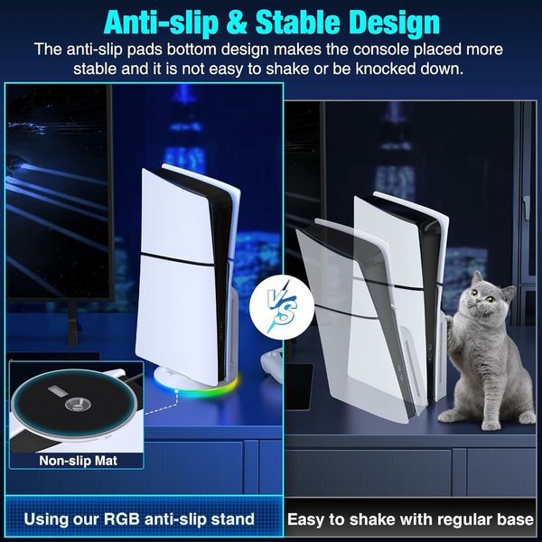 Vertical Stand for PS5 Slim Console Disc and Digital, PS5 Accessories, Not Fit 2020 PS5 Disc and Digital