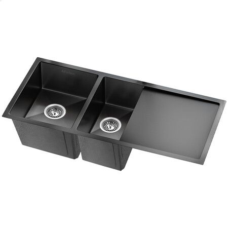 ALFORDSON Kitchen Sink Stainless Steel Drop in Flush Under Mount 100X45CM Black