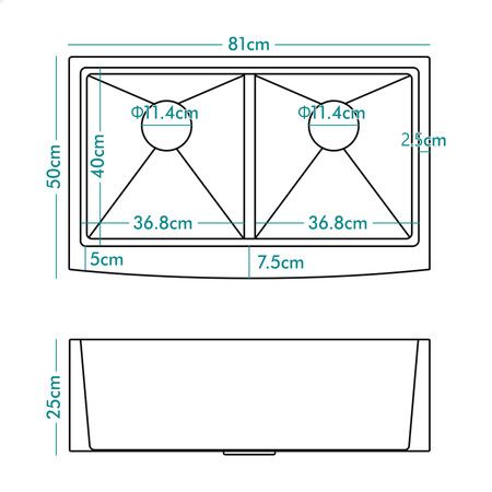 ALFORDSON Kitchen Sink Basin Stainless Steel Under Mount Double Bowl 810X500MM