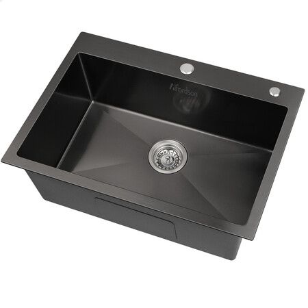 ALFORDSON Kitchen Sink Stainless Steel Drop in Flush Under Mount 680X450MM Black