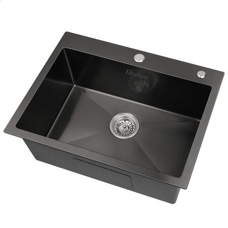 ALFORDSON Kitchen Sink Stainless Steel Drop in Flush Under Mount 600X450MM Black