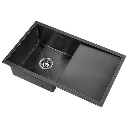 ALFORDSON Kitchen Sink Stainless Steel Drop in Flush Under Mount 870X450MM Black