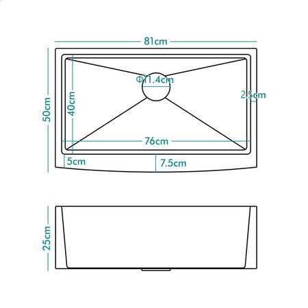 ALFORDSON Kitchen Sink Basin Stainless Steel Under Mount Single Bowl 810X500MM