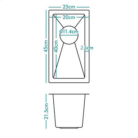 ALFORDSON Kitchen Sink Stainless Steel Drop in Flush Under Mount 250X450MM Black