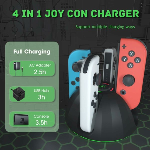 Controller Charging Dock for Switch, Switch Charger Compatible with Switch OLED Joy Con