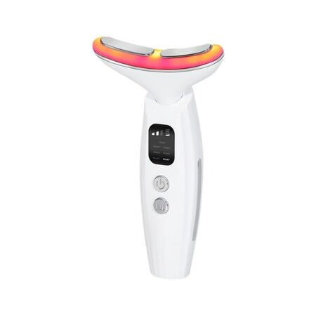 Facial Neck Massager Skin Care Tool 7 Colors LED Light and Heat Mode Rechargeable, Improve Firm Tightening