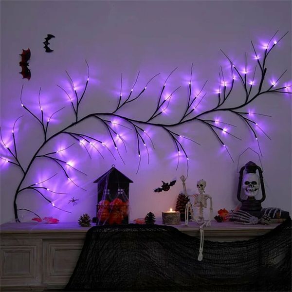 Halloween LED Rattan String Lights, Branches Vine Battery-Powered Decorative Branch Lamp for Indoor Outdoor Decor