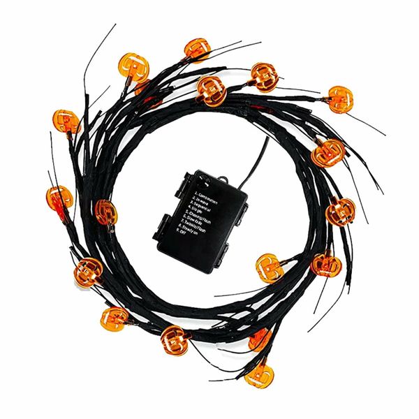 Halloween LED Rattan String Lights, Pumpkin Vine Battery-Powered Decorative Branch Lamp for Indoor Outdoor Decor