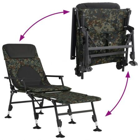 Fishing Bedchair with Adjustable Mud Legs Foldable Camouflage