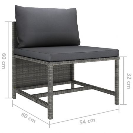 8 Piece Garden Lounge Set with Cushions Poly Rattan Grey