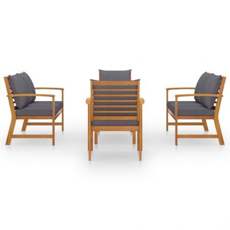 5 Piece Garden Lounge Set with Cushion Solid Acacia Wood