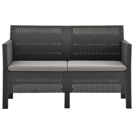 3 Piece Garden Lounge Set with Cushions PP Rattan Anthracite