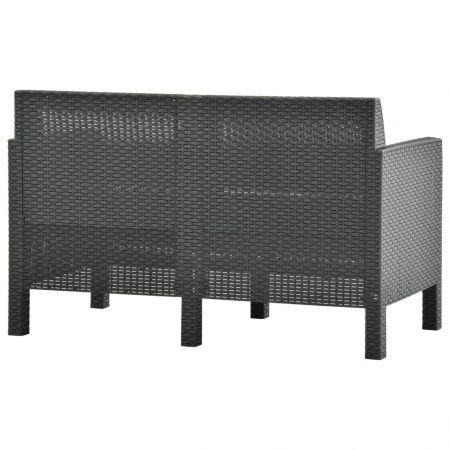 3 Piece Garden Lounge Set with Cushions PP Rattan Anthracite