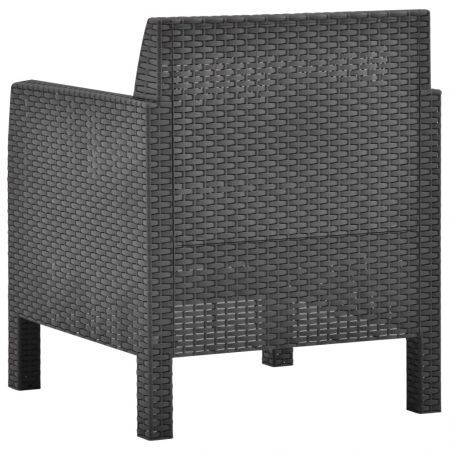 3 Piece Garden Lounge Set with Cushions PP Rattan Anthracite