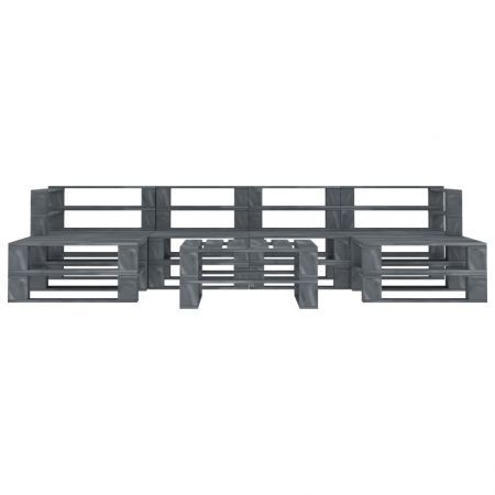 7 Piece Garden Pallet Lounge Set Wood Grey